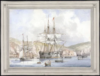 Vista en Malta - Pintura de Charles Andrew Dyce (1816-1853), acuarela sobre papel (25,1x34,9 cm), hacia 1849 - Universidad de Yale (EEUU)