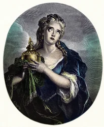 Adrienne Lecouvreur (1692-1730), actriz francesa en el papel de "Cornelia" en "Mort de Pompee" de Pierre Corneille