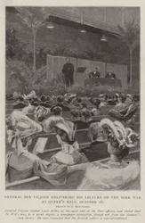 El General Ben Viljoen dando su conferencia sobre la Guerra de los Bóers, en el Queen