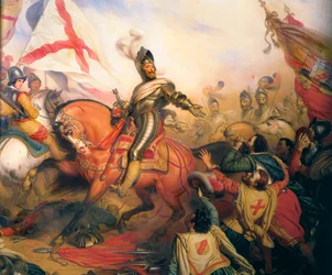 Rey Enrique IV en la batalla de Ivry, pintura de Barón Charles von Steuben