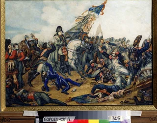 Napoleón 1 (1769-1821) en la batalla de Waterloo (La batalla de Waterloo) el 18 de junio de 1815. Pintura de Charles de Steuben (1788-1856). Acuarela y tinta sobre papel, 40 x 55 cm