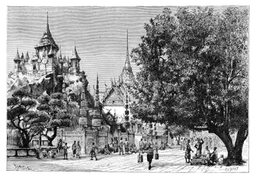 Una calle en Bangkok, Tailandia, 1895