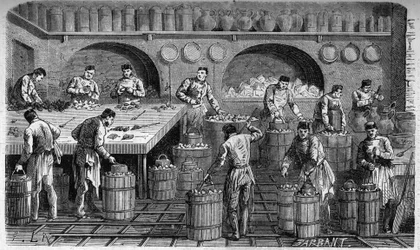 El glaciar de las cocinas del Palais des Tuileries, en 1864. Grabado por F. Lix y Barbant a partir de un dibujo de Moullin.