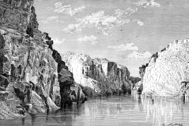 La garganta de las Rocas de Mármol, India, 1895