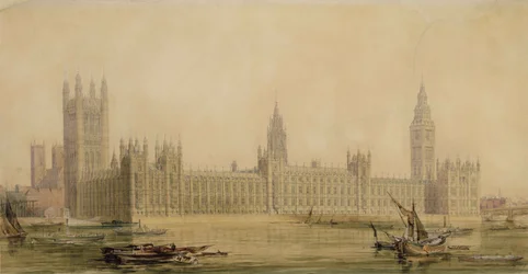 Vista en perspectiva de las nuevas Casas del Parlamento, c.1840s