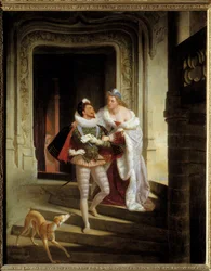 La marquesa de Noirmoutiers, Carlota de Beaune Semblancay (1551-1617), intenta desterrar a Enrique I de Lorena, duque de Guisa, llamado el Balafre (1550-1588) para acudir a la asamblea de los estados de Blois antes de su asesinato (1588) en el castillo de 