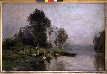 Misty mañana en el Oise. nd (óleo sobre lienzo)