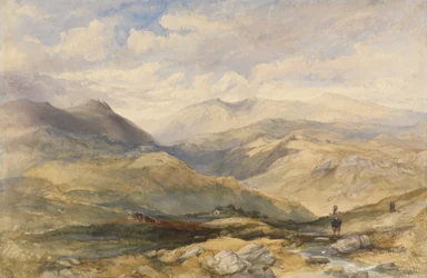 Paisaje montañoso con figuras