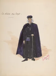 Traje para Sir Olivier McText, hoja descriptiva de accesorios