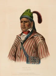 ME-NA-WA. A CREEK WARRIOR, de History of the Indian Tribes of North America.