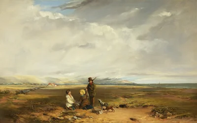 Paisaje con deportista y compañeros, posiblemente 1842