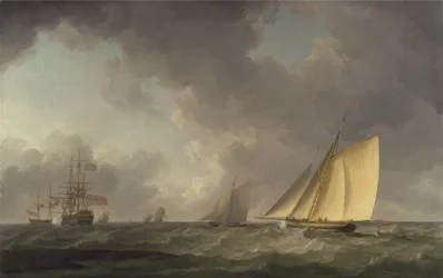Cutter Ceñido en una Brisa Fresca, con Otros Barcos