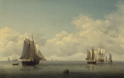 Barcos de pesca en un mar en calma