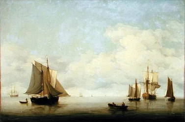 Paisaje marino con embarcaciones (óleo sobre lienzo)