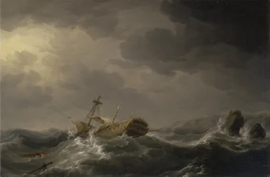 Naufragio en una costa rocosa