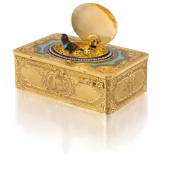 Caja con pájaro cantor, hacia 1840
