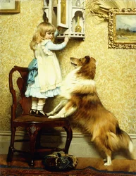 Niña pequeña y su Sheltie, 1892