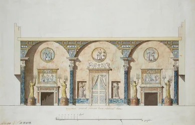 Diseño para el salón principal en el Pabellón de Ágata en Tsarskoye Selo, principios de 1780