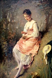 Niña con un nido de pájaros, finales de 1860