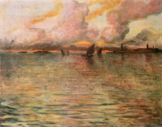 Paisaje marino con vista distante de Venecia, 1896