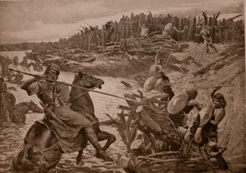 César cruza el Támesis, ilustración de 