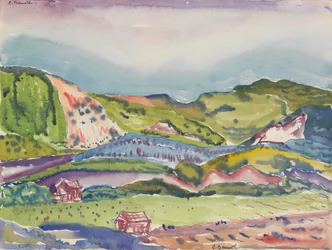 Montaña con casa roja, c.1913