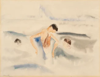 Tres figuras en agua