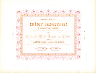 Certificado de acciones "Crédito industrial" (imprimir)