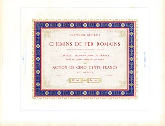 Certificado de acciones "Ferrocarriles Romanos" (imprimir)