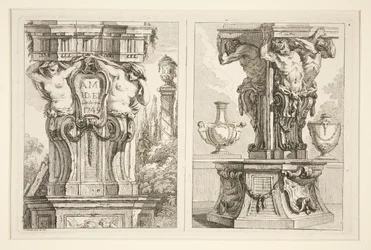 Dos diseños de capiteles decorativos