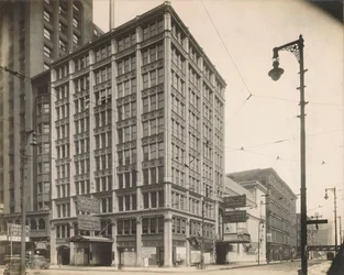 Vista del Teatro Woods en 54 W. Randolph St., Chicago, c.1900
