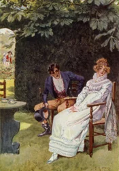Ilustración para The Amateur Gentleman de Jeffery Farnol (litografia en color)