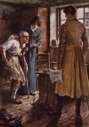 Ilustración para The Amateur Gentleman de Jeffery Farnol (litografia en color)