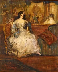 Mujer en una loge en el teatro