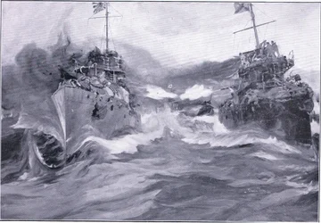 Una pelea entre destructores, ilustración de Cassells History of the Russo-Japanese War Vol 1, c.1900