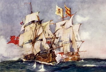 El Centurión de Anson tomando el galeón español Nuestra Señora de Cabadonga, 1743