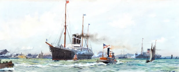 Barco de vapor y remolcador