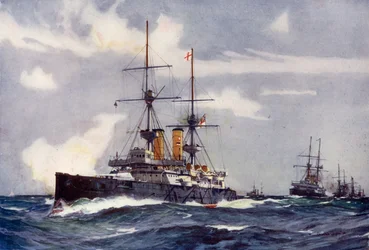 La Venganza liderando la línea Lee del Escuadrón de Reserva, 1901