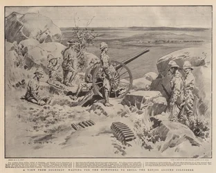 Una Vista desde Coleskop, esperando que los Obuses Bombardeen los Kopjes alrededor de Colesberg