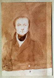 Retrato de Prosper Merimee (1803-1870) escritor francés. Dibujo de Charles Emile Callande de Champmartin, circa 1840-1850. Acuarela. Castillo de Compiegne
