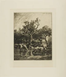 Vacas en un abrevadero
