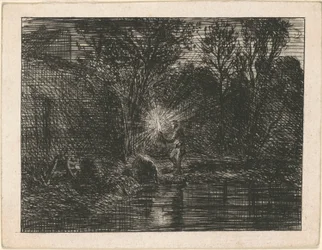 Ribera del río de noche