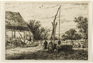 Pozo en un patio de granja