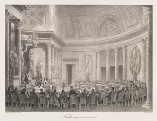 Napoleón aceptando la Cruz de Hierro, principios del siglo XIX