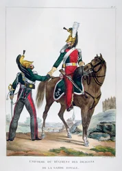 Uniforme de un regimiento de dragones de la guardia real, Francia, 1823