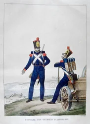 Uniforme de artilleros, Francia, 1823