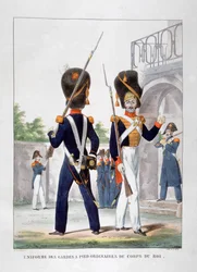 Uniformes de soldados de infantería del cuerpo real francés, 1823