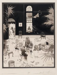 Club Life in America, the Picnickers, before 1933 (pluma y tinta sobre papel)