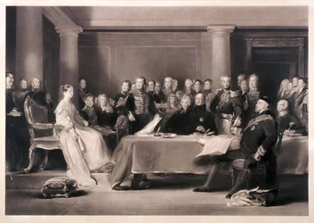 La reina Victoria presidiendo el consejo en su ascenso al trono, 1846