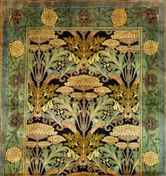Una alfombra de lana de Donegal con un diseño floral, c.1903